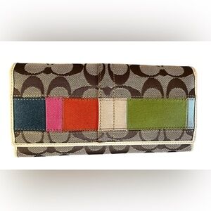 Y2K Coach Signature Multi-Color Stripe Envelope Wallet